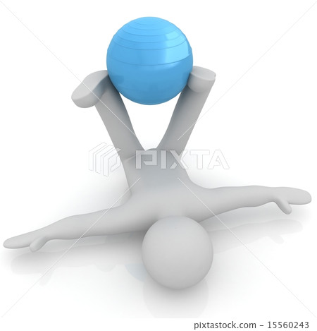 3d man exercising position on fitness ball 15560243
