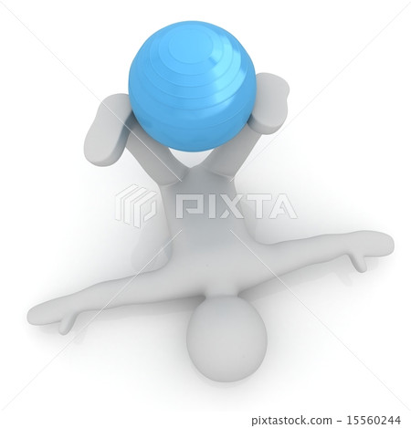 3d man exercising position on fitness ball 15560244