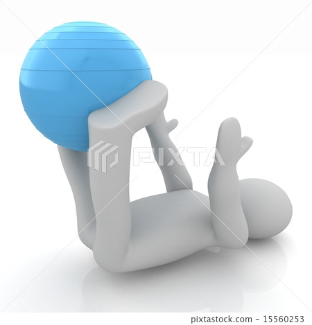 3d man exercising position on fitness ball 3d man exercising position on fitness ball 15560253