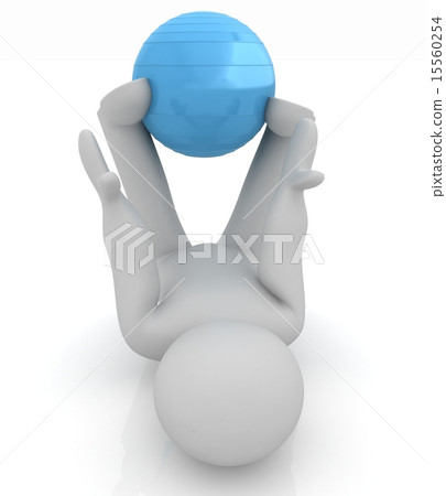 3d man exercising position on fitness ball 3d man exercising position on fitness ball 15560254