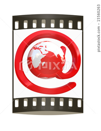 Glossy icon with mail for Earth. The film strip Glossy icon with mail for Earth. The film strip 15560263