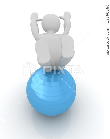 3d man exercising position on fitness ball 15560360