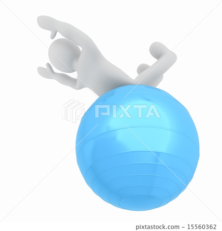 3d man exercising position on fitness ball 15560362