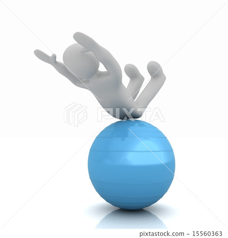 3d man exercising position on fitness ball 3d man exercising position on fitness ball 15560363