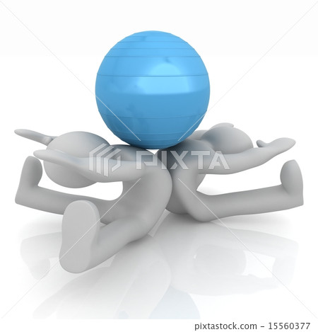 3d man exercising position on fitness ball 3d man exercising position on fitness ball 15560377