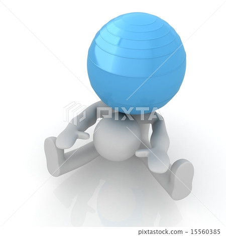 3d man exercising position on fitness ball 15560385
