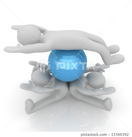 3d man exercising position on fitness ball 3d man exercising position on fitness ball 15560392