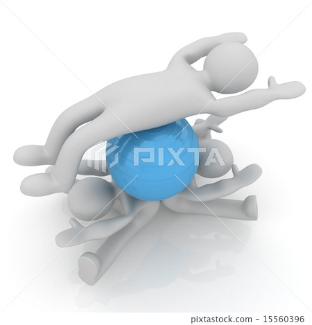 3d man exercising position on fitness ball 3d man exercising position on fitness ball 15560396