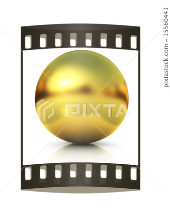 Gold Ball 3d render. The film strip 15560441