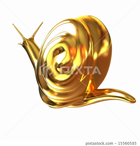 3d fantasy animal, gold snail on white background - Stock Illustration ...
