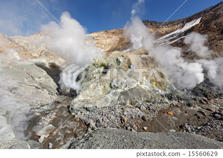Fumarole in crater active volcano of Kamchatka 15560629