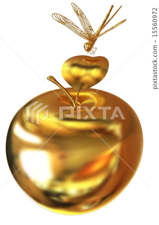 Dragonfly on gold apple 15560972