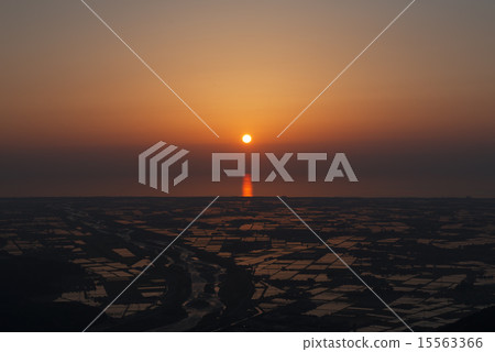 Paddy field and evening landscape 15563366