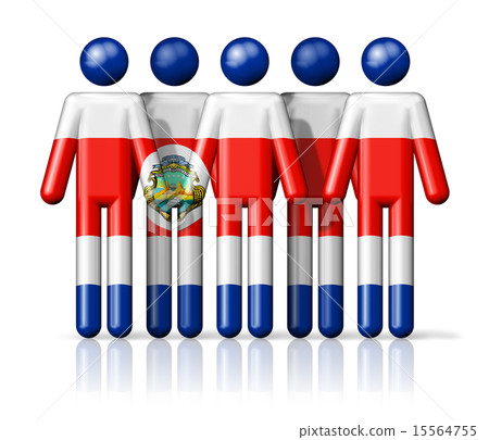 Flag of Costa Rica on stick figure 15564755