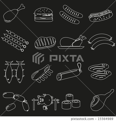 meat food outline icons and symbols set eps10 15564989