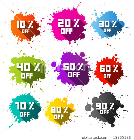 Colorful Vector Discount Sale Blots - Splashes Set 15565188