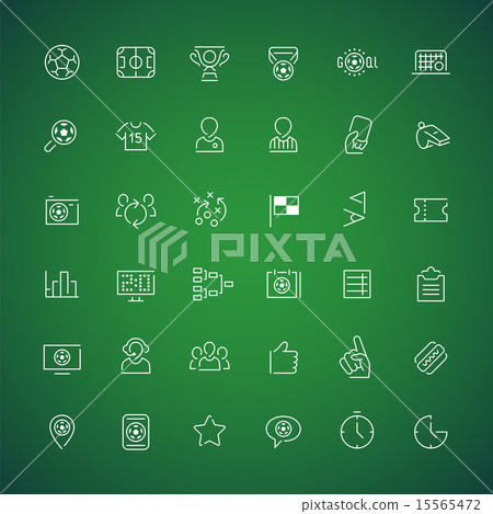 Thin Vector Icons on the Theme of Soccer 15565472