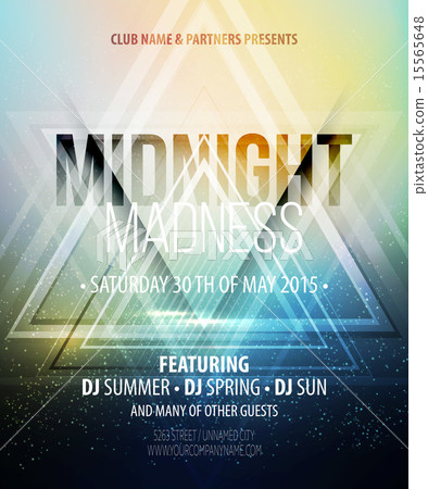 Midnight Madness Party. Template poster. Vector illustration 15565648