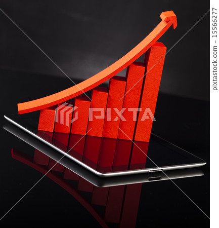 Computer tablet with financial graph Computer tablet with financial graph 15566277