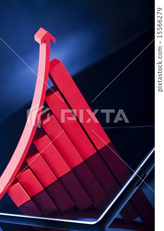 Computer tablet with financial graph Computer tablet with financial graph 15566279