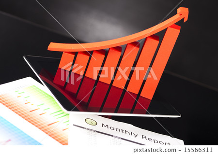 Computer tablet with financial graph Computer tablet with financial graph 15566311