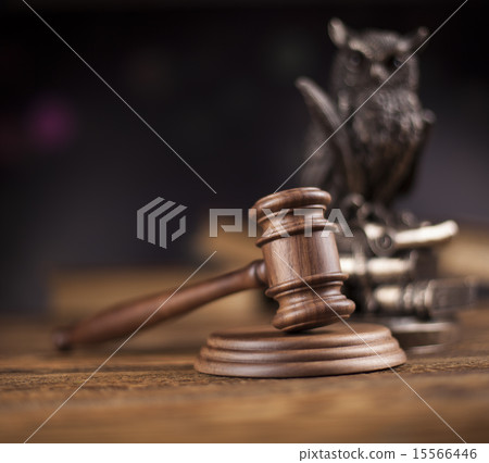 Law theme, mallet of judge, wooden gavel 15566446