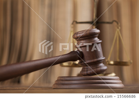 Law theme, mallet of judge, wooden gavel 15566686
