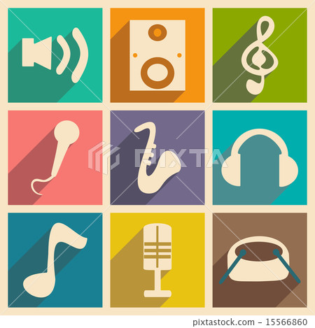 Flat with shadow concept and mobile application music Flat with shadow concept and mobile application music 15566860
