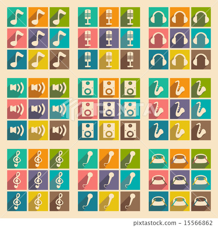 Flat with shadow concept and mobile application musical instrument 15566862