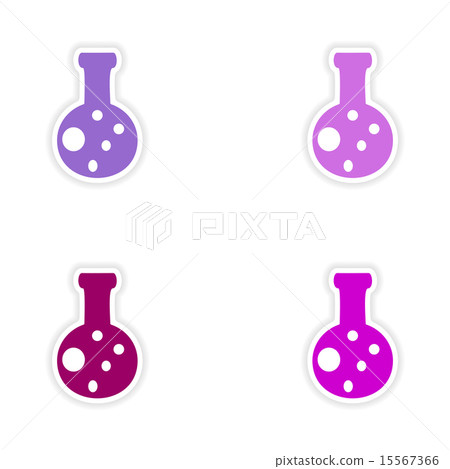 assembly realistic sticker design on paper flask 15567366