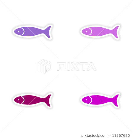 assembly realistic sticker design on paper fish 15567620