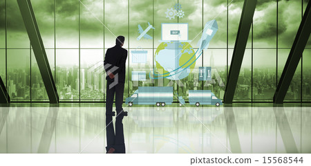 Composite image of businessman standing 15568544