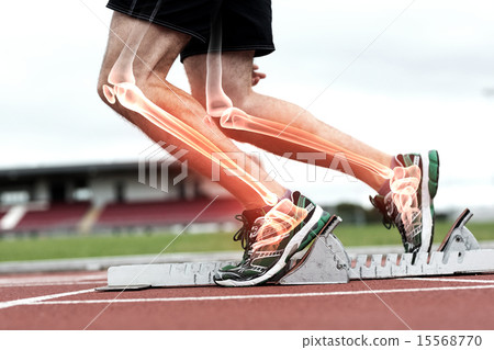 Highlighted bones of man about to race 15568770