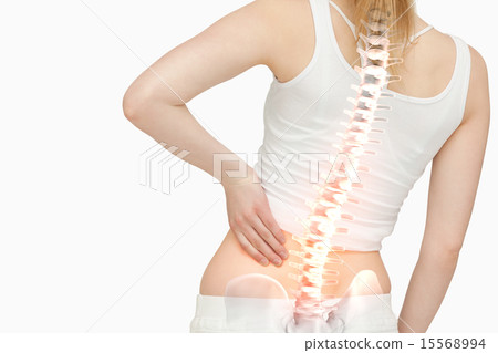 Highlighted spine of woman with back pain 15568994