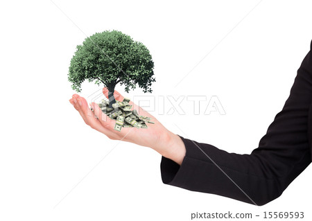 Composite image of businesswomans arm presenting 15569593