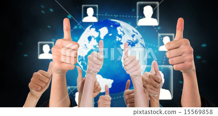 Composite image of hands showing thumbs up 15569858