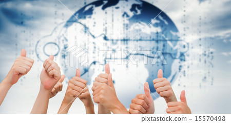 Composite image of group of hands giving thumbs up Composite image of group of hands giving thumbs up 15570498