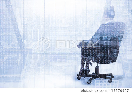 Composite image of businesswoman sitting on swivel chair in blac Composite image of businesswoman sitting on swivel chair in blac 15570937
