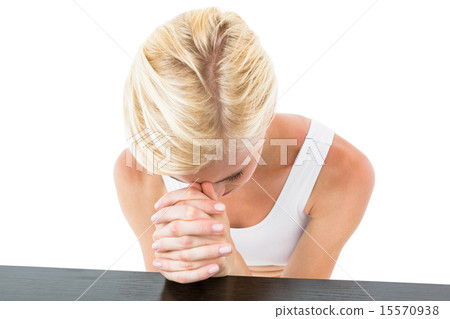 Pretty blonde woman praying Pretty blonde woman praying 15570938