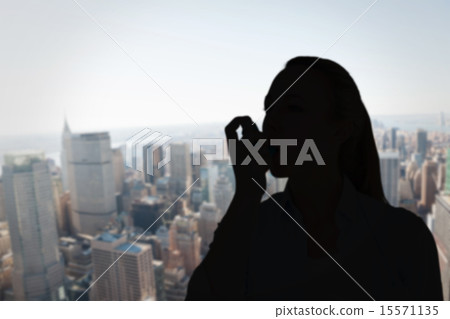 Composite image of pretty blonde using an asthma inhaler Composite image of pretty blonde using an asthma inhaler 15571135