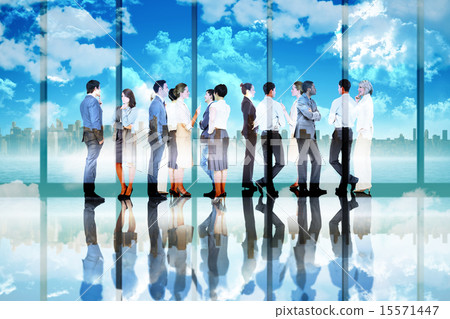 Composite image of many business people standing in a line Composite image of many business people standing in a line 15571447