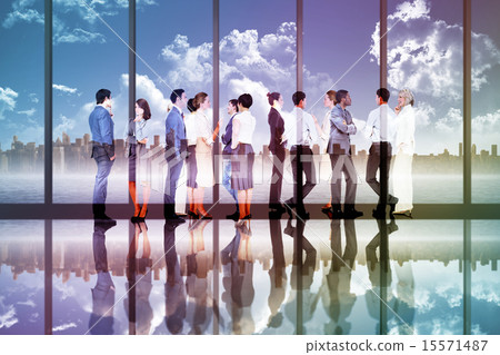 Composite image of many business people standing in a line 15571487