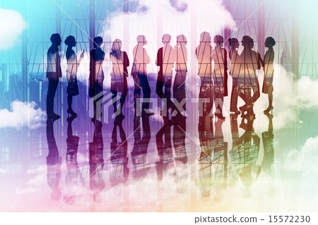 Composite image of many business people standing in a line Composite image of many business people standing in a line 15572230