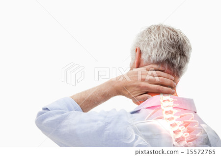 Highlighted spine pain of man 15572765
