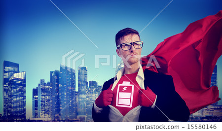 Battery Strong Superhero Success Professional Empowerment Stock 15580146