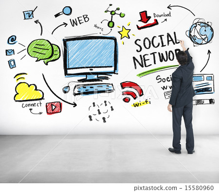 Social Network Social Media Businessman Writing Ideas Concept 15580960