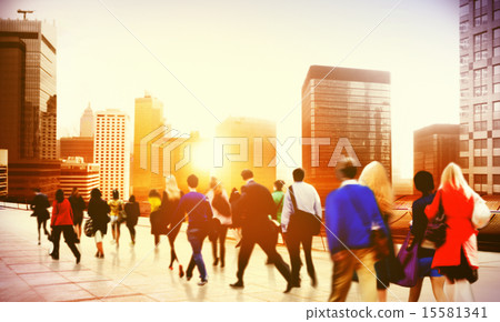 Commuter Business District Walking Corporate Cityscape Concept 15581341