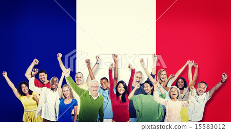 Group of Multi-Ethnic People Celebrating France Friendship Conce 15583012