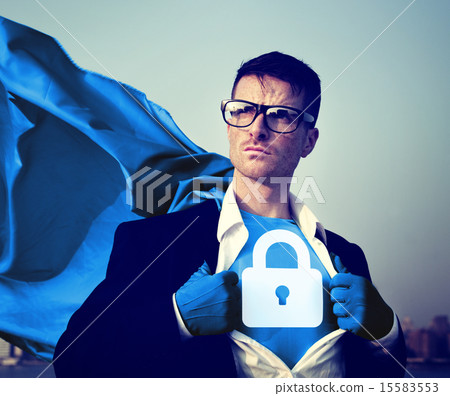 Strong Superhero Businessman Padlock Concepts Strong Superhero Businessman Padlock Concepts 15583553