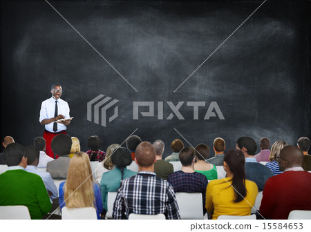 Multiethnic People Seminar Copy Space Conference Blackboard Conc 15584653